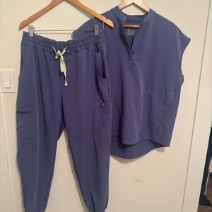 Relaxed Utility Jogger and Short Sleeve Top Set - Indigo